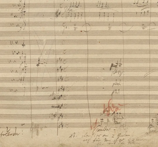 Ludwig van Beethoven, Sinfonie Nr. 9, Autograf, Anfang 4. Satz (Zuschnitt)